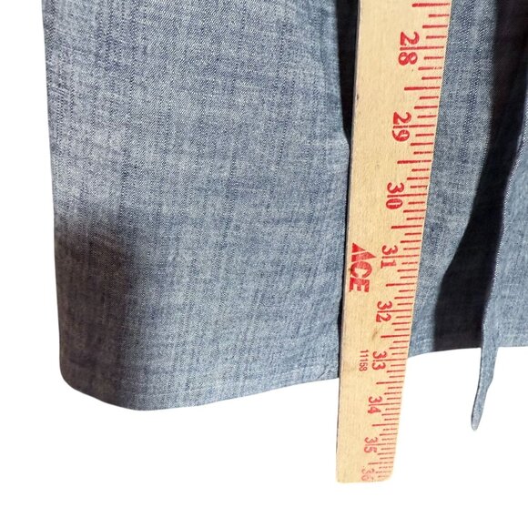 Anthropologie Fei Chambray Ruffle Belted Mini Dress Womens Size XL Modern - Picture 5 of 9